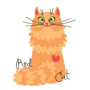 Red-headed cat. Character of a red kitten in cartoon style. Vector illustration Stock Illustration