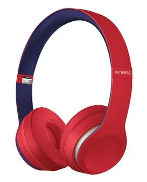 Red headphone isolate on white background. Realistic vector file. 스톡 일러스트