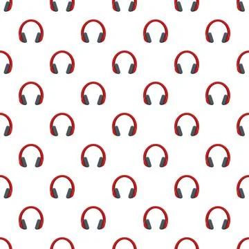 Red headphones repeating pattern on white background イラスト素材