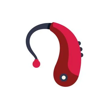 Red hearing aid device helping people with hearing loss Stock Illustration