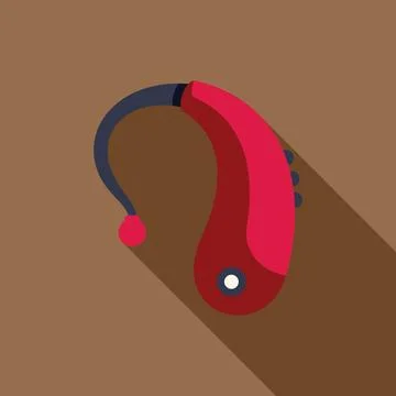 Red hearing aid improving hearing loss problem icon イラスト素材