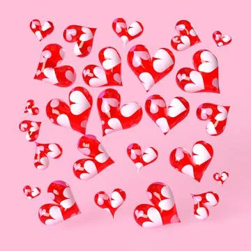 Red Heart 3D Render on a pink background. Stock Illustration
