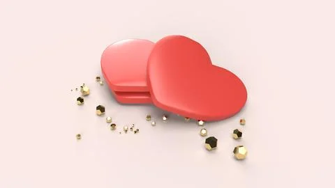 The red heart 3d rendering on pastel background for valentines content. Stock Illustration