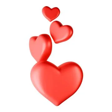 Red heart 3D rendering on white background have work path. Stock Illustration