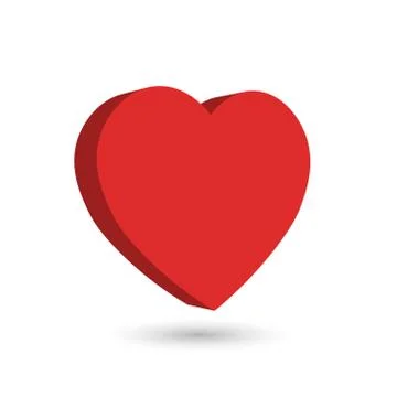 Red heart. 3D vector object with dropped shadow Stock Illustration
