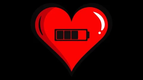 Red heart and battery inside black Stock Footage 112693290