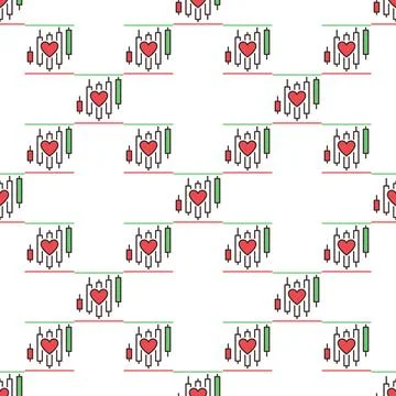 Red Heart and Candlestick Chart vector Perfect for Trading Enthusiasts colo.. Illustrazione stock