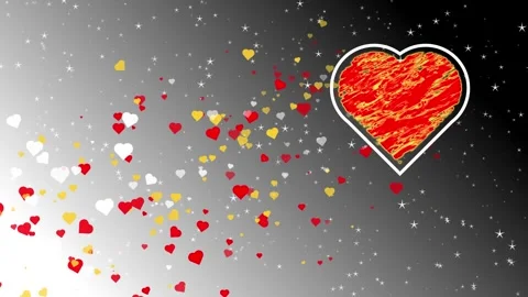 Red Heart and Floating Hearts Stream with Stars Background Seamless Loop Stockbeeldmateriaal 342401153