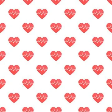 Red heart and heartbeat pattern healthcare background Stock Illustration