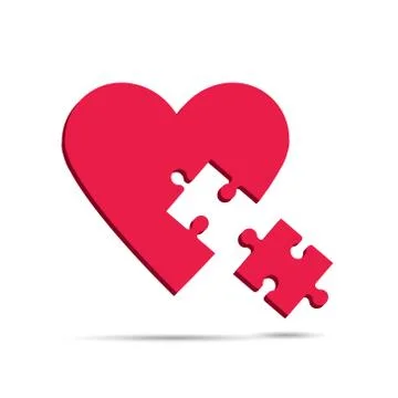 Red heart and missing piece. vector illustration for valentine's day. Stock Illustration