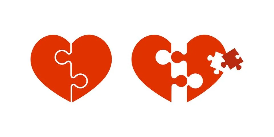 Red heart and missing piece Stock Illustration