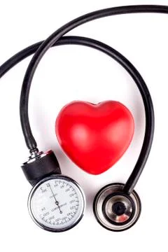 Red Heart and Stethoscope Stock Photos