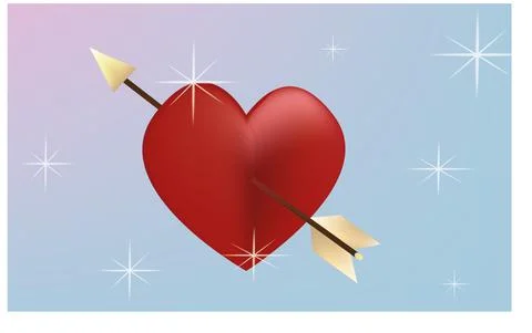 Red heart with an arrow Stock Illustration