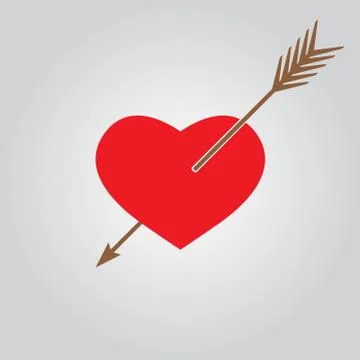 Red heart with arrow. Love pattern. Stock Illustration