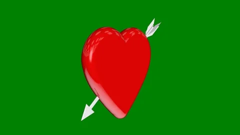 Red heart an arrow the middle pepper green background screen knife stuck into Stock Footage 314067109