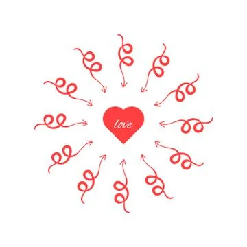 Red heart with arrows around Stock Illustration
