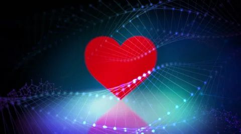 Red Heart on a background of DNA spirals Stock Footage 58403886