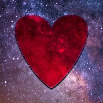 Red heart on the background of the night sky Stockillustratie