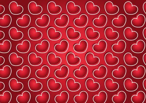 Red heart background on red background Stock Illustration