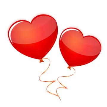 Red heart ballons on white background vector. Valentines Day card Stock Illustration