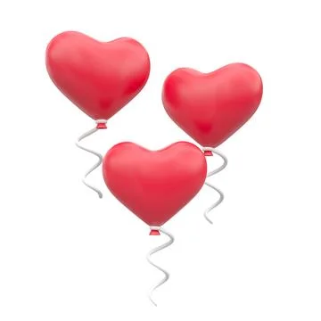 Red heart balloon. 3D element. 3D illustration. Stock Illustration