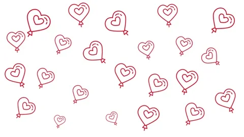 Red Heart Balloon Pattern Animation for 2025 Valentine Background Stock Footage 344875433