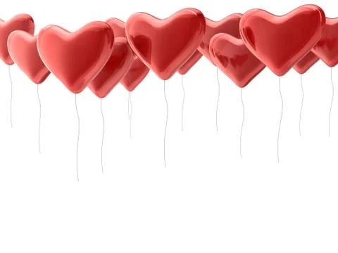 Red heart balloons 3d rendering Stock Illustration