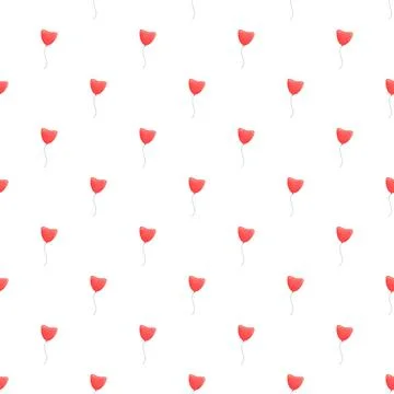 Red heart balloons floating seamless pattern background Stock Illustration