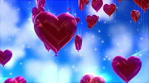 Red Heart Balloons - HD LOOP  Video stock 60242889