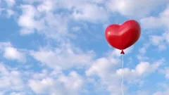Red Hearts Balloons Over Blue Sky Love Stock Video Pond5