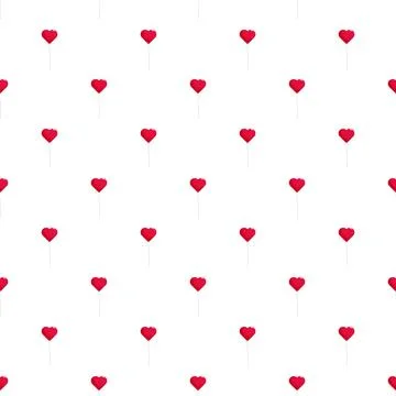 Red heart balloons repeating seamless pattern background Illustrazione stock