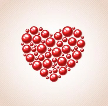 Red heart of bead Stock Illustration