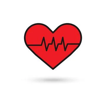 Red Heart beat vector icon Stock Illustration