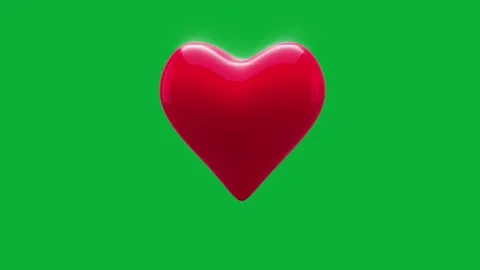 Red heart beating animation symbolizing love and emotion on green screen Stock Footage 320478984