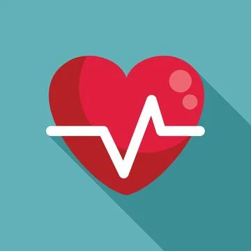 Red heart beating with electrocardiogram line showing good health Stock Illustration