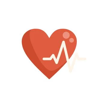 Red heart beating with electrocardiogram line showing good health Stock Illustration