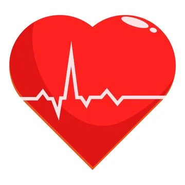 Red heart beating with electrocardiogram showing good health Stock Illustration