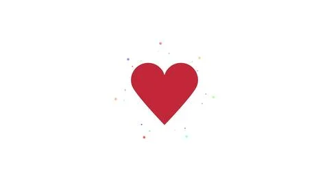 Red heart beats 3d background. Multi-colored particles render 3d. Sweets fly out Stock Illustration