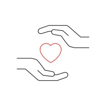 Red heart between two hands vector illustration Stock Illustration