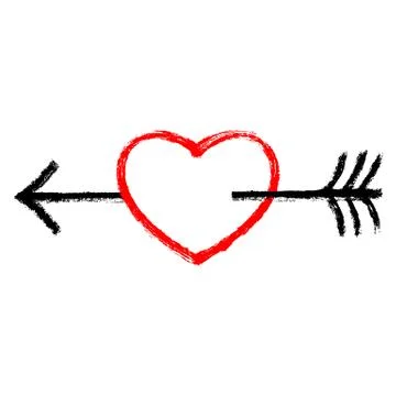 Red Heart with Black Arrow Illustrazione stock