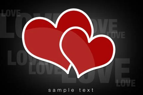 Red heart on black background Stock Illustration