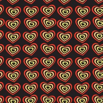 Red heart on black background Valentine's day wedding seamless pattern vector Stock Illustration