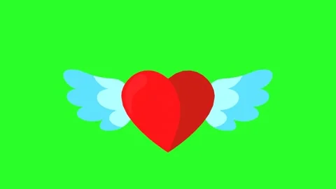 Red Heart with Blue Wings Symbolizing Romance and Care 库存影片 320140797
