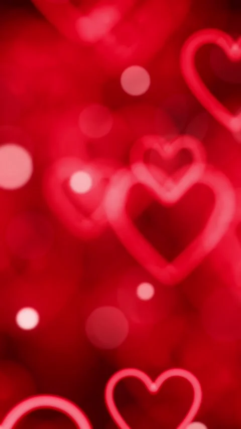 Red Heart Bokeh Loop Animation. Valentine's day. Vertical looped animation Stock Footage 309188055
