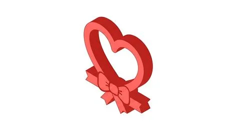 Red heart with bow Stock Illustration