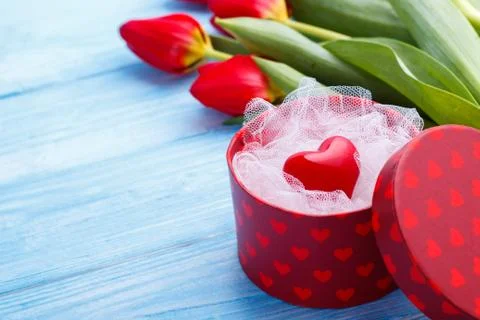 Red heart in a box Stock Photos