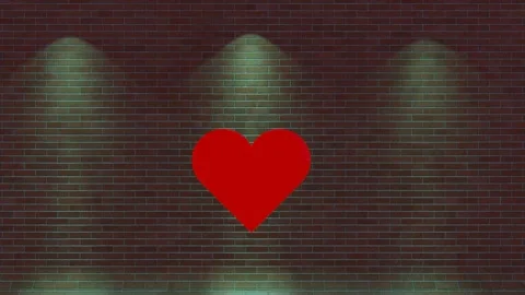 Red heart on Brick Background Stock Footage 260518138