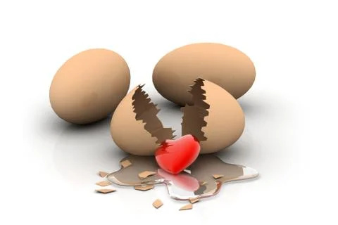 Red heart from broken egg Illustrazione stock