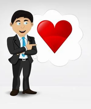 Red heart in bubble idea concept of man in suit vector illustration Illustrazione stock