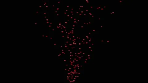 Red Heart bubbles Moving  stock video on black screen Stock Footage 234054465